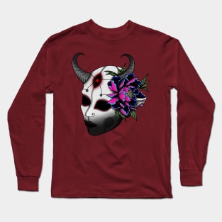 Demon Mask with Flower Long Sleeve T-Shirt